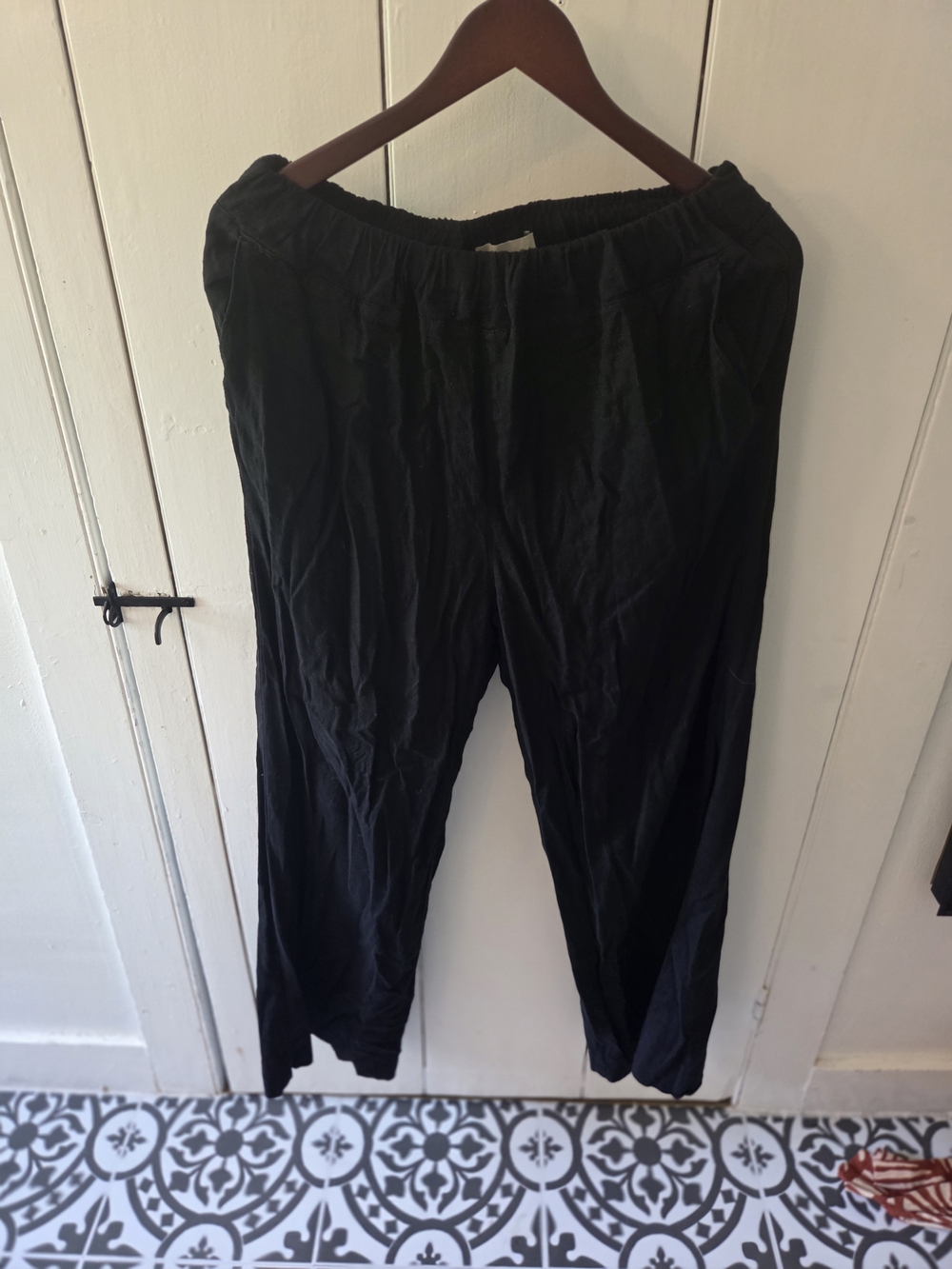 Abercrombie & Fitch Black Wide-Leg Elastic-Waist Pants
